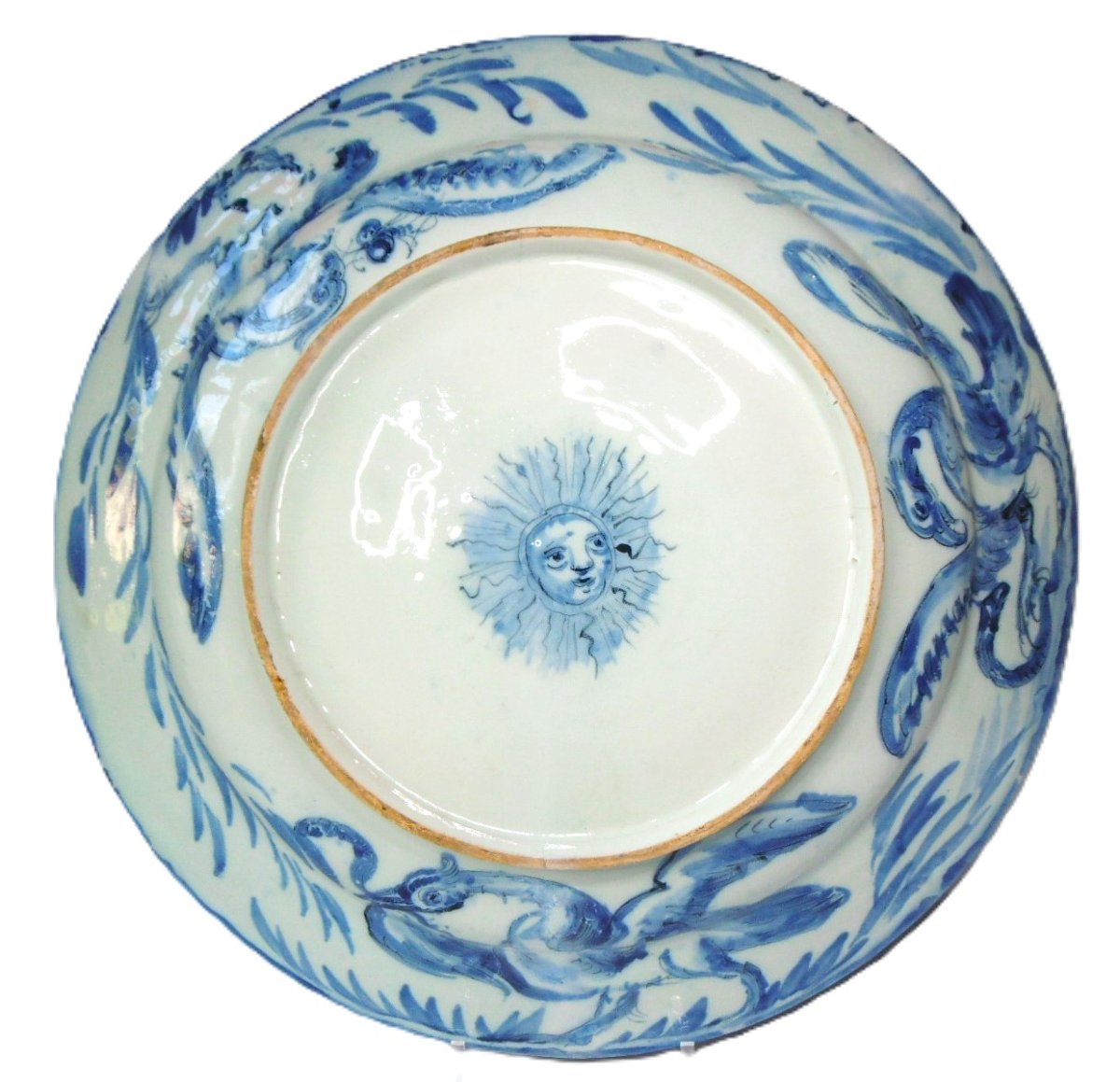 FAIENCE DE SAVONE GRAND PLAT(44,8cm) A DECOR MYTHOLOGIQUE D'EPOQUE XVIIème, belle marque.-photo-2