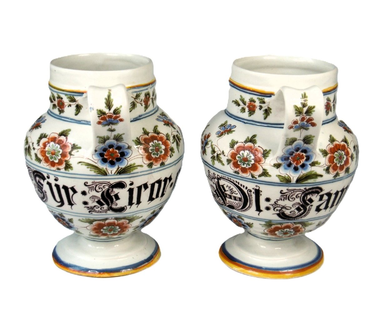 FAIENCE DE NOVE ANTONIBON PAIRE DE CHEVRETTES DE PHARMACIE D'EPOQUE XVIIIéme SIECLE-photo-2