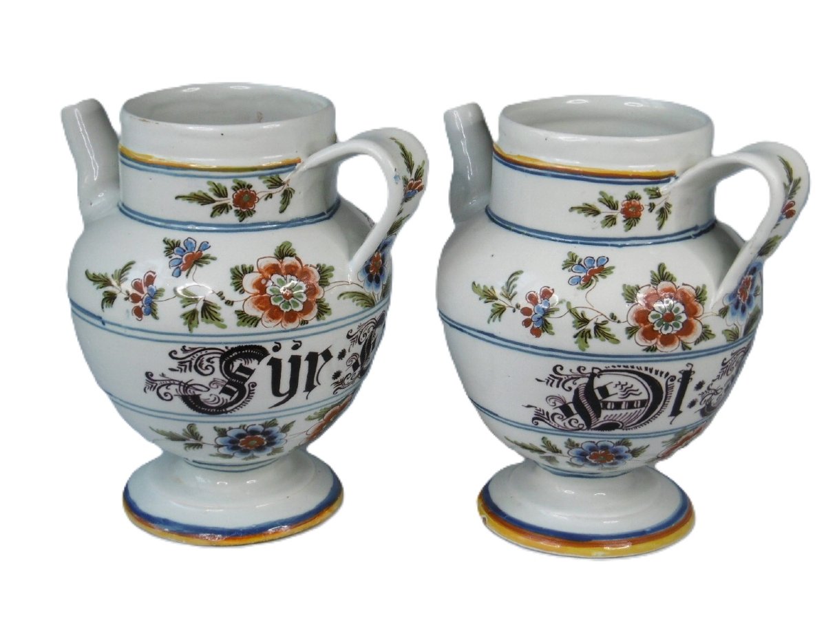 FAIENCE DE NOVE ANTONIBON PAIRE DE CHEVRETTES DE PHARMACIE D'EPOQUE XVIIIéme SIECLE-photo-3