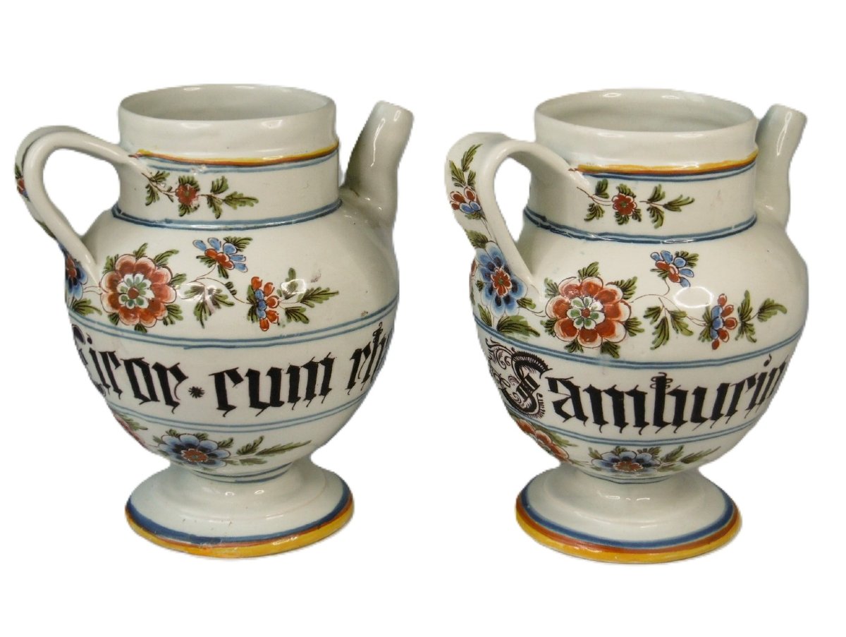 FAIENCE DE NOVE ANTONIBON PAIRE DE CHEVRETTES DE PHARMACIE D'EPOQUE XVIIIéme SIECLE-photo-4