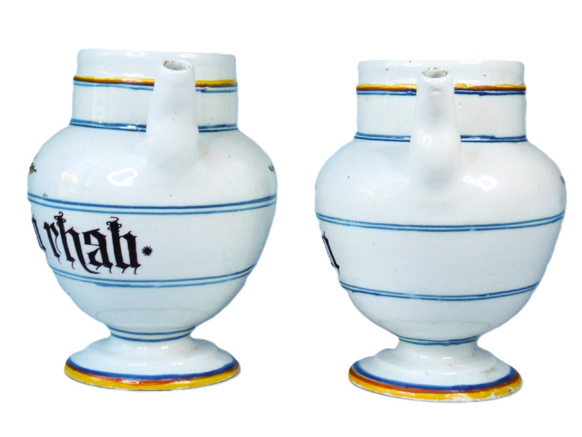 FAIENCE DE NOVE ANTONIBON PAIRE DE CHEVRETTES DE PHARMACIE D'EPOQUE XVIIIéme SIECLE-photo-3