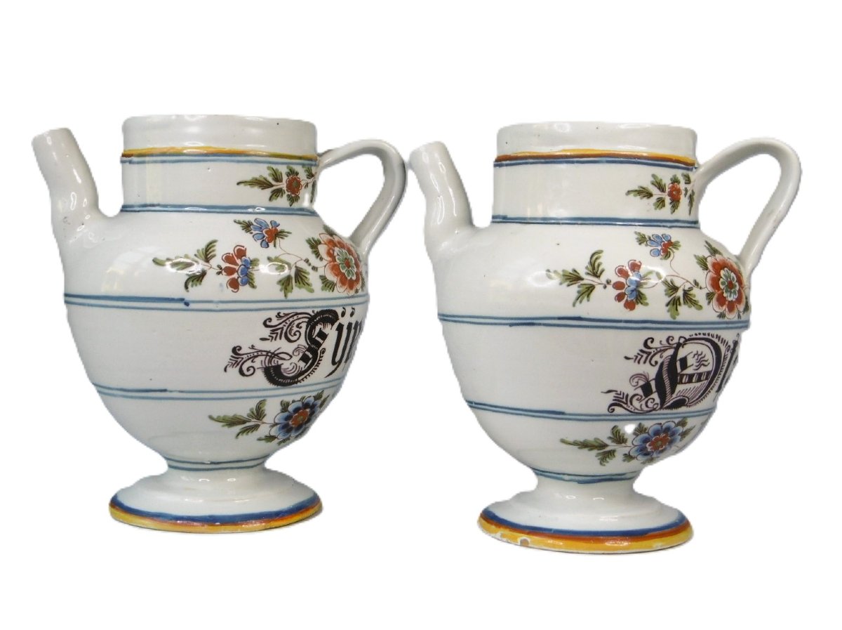 FAIENCE DE NOVE ANTONIBON PAIRE DE CHEVRETTES DE PHARMACIE D'EPOQUE XVIIIéme SIECLE-photo-4
