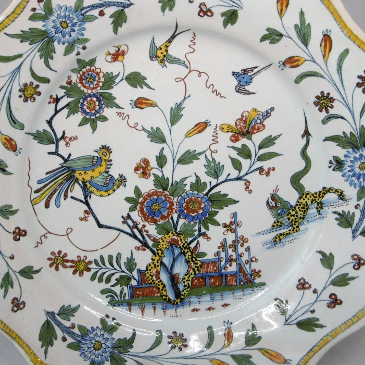 Rouen Fireware Leopard Assiette Fleche 18th Century-photo-3