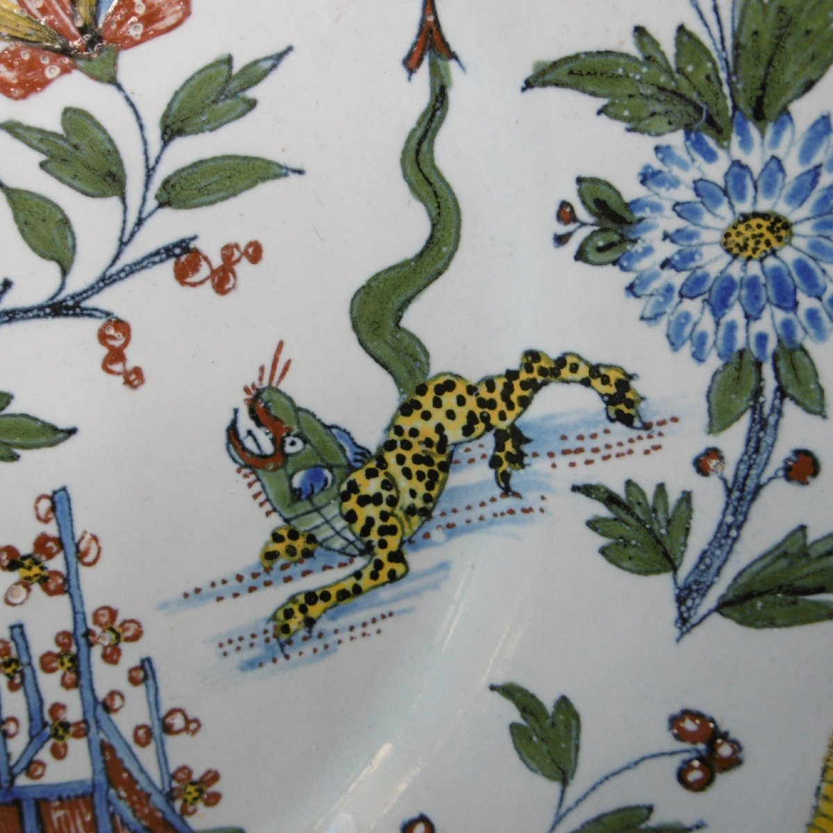 Rouen Fireware Leopard Assiette Fleche 18th Century-photo-1