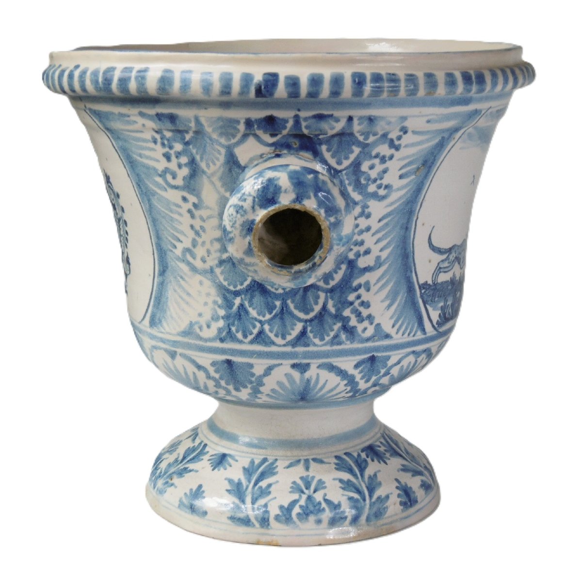 Dijon Faience Orange Vase Armorie Decor De Chasse Au Lievre d'Epoque XVIIIème Siecle-photo-3