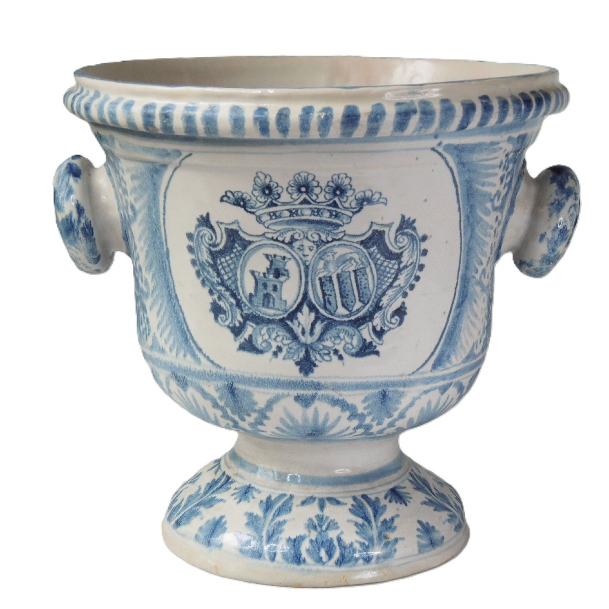Dijon Faience Orange Vase Armorie Decor De Chasse Au Lievre d'Epoque XVIIIème Siecle