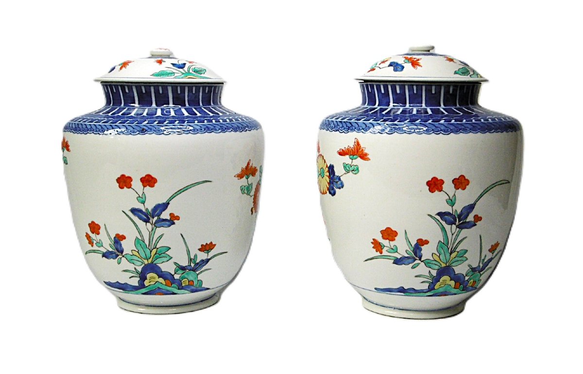Pair Of Imari Kakiemon Style Porcelain Vessels,paris, XIXth Century Production,marked-photo-3