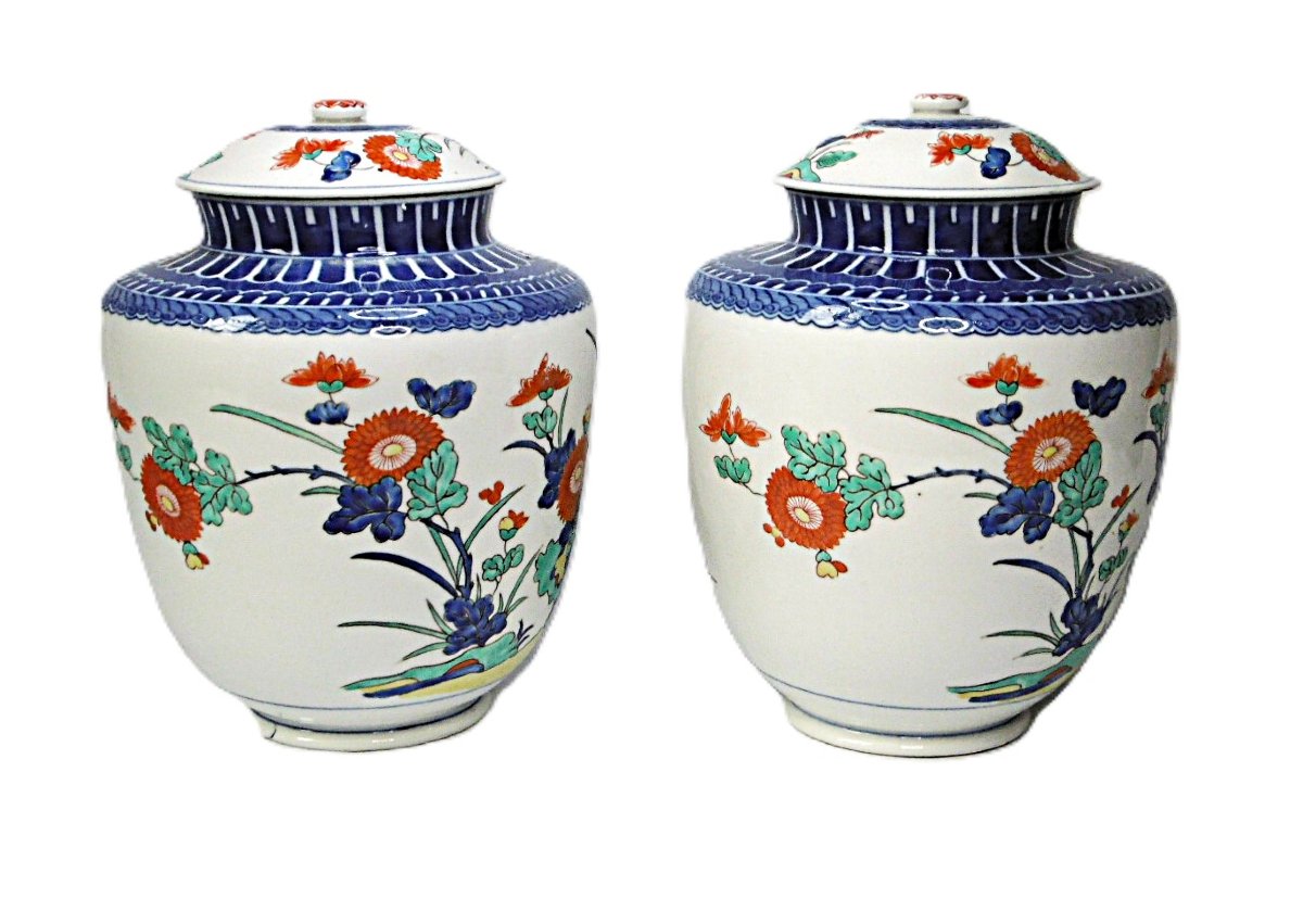 Pair Of Imari Kakiemon Style Porcelain Vessels,paris, XIXth Century Production,marked-photo-4