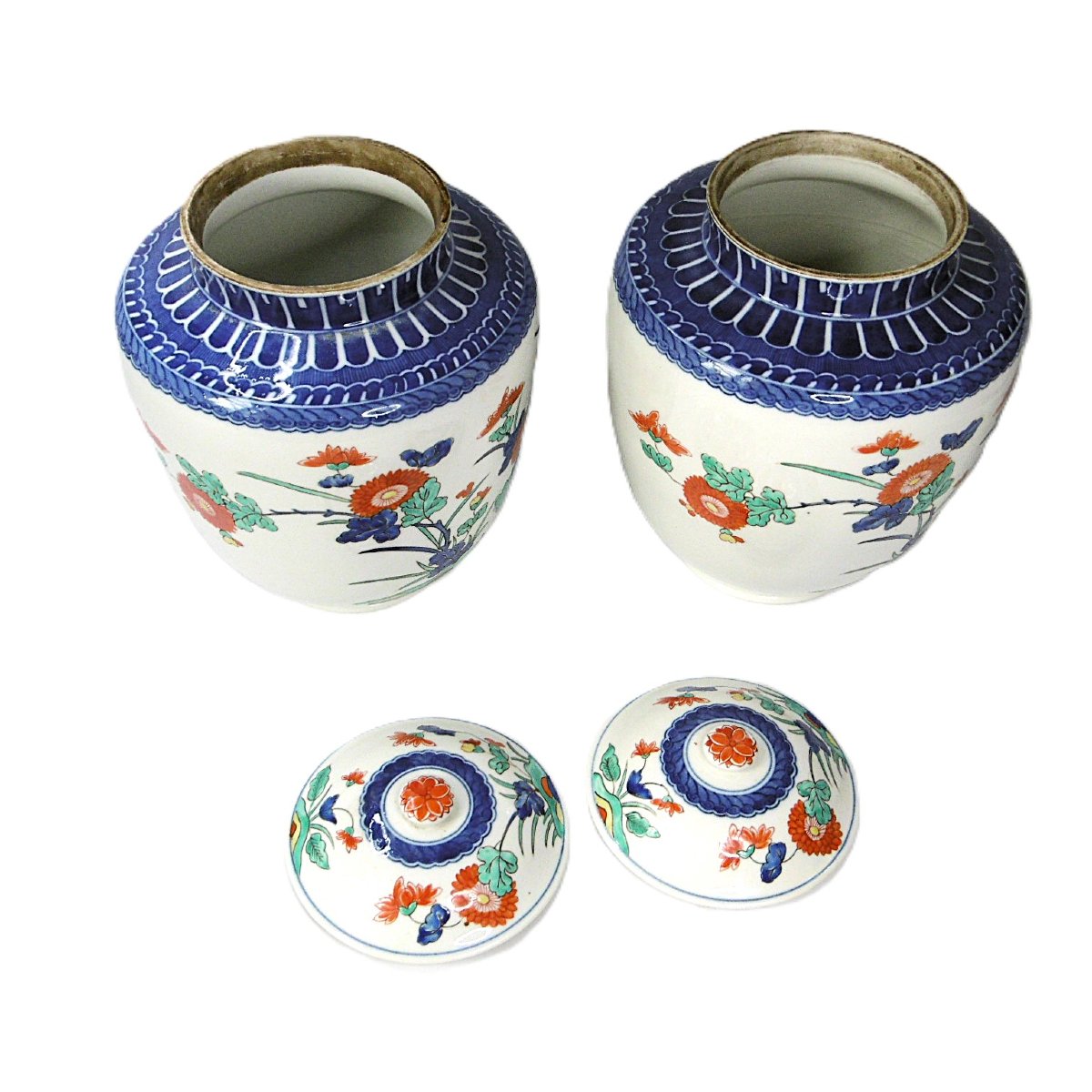 Pair Of Imari Kakiemon Style Porcelain Vessels,paris, XIXth Century Production,marked-photo-2
