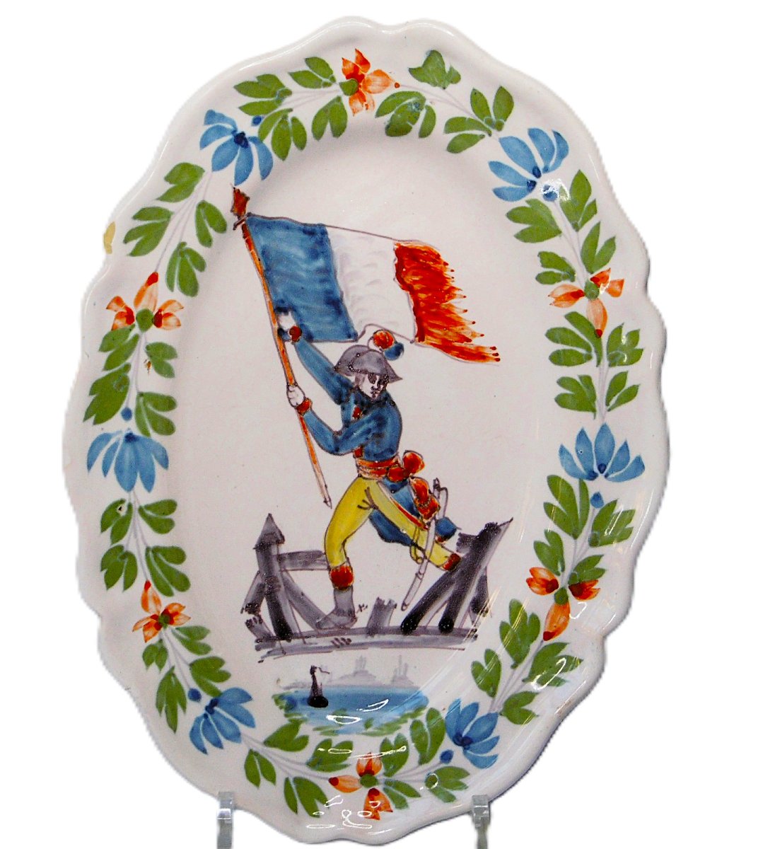 PLAT EN FAIENCE DE DAX FAB.DOROT A L 'EFFIGIE DE L'EMPEREUR NAPOLEON XIXéme SIECLE