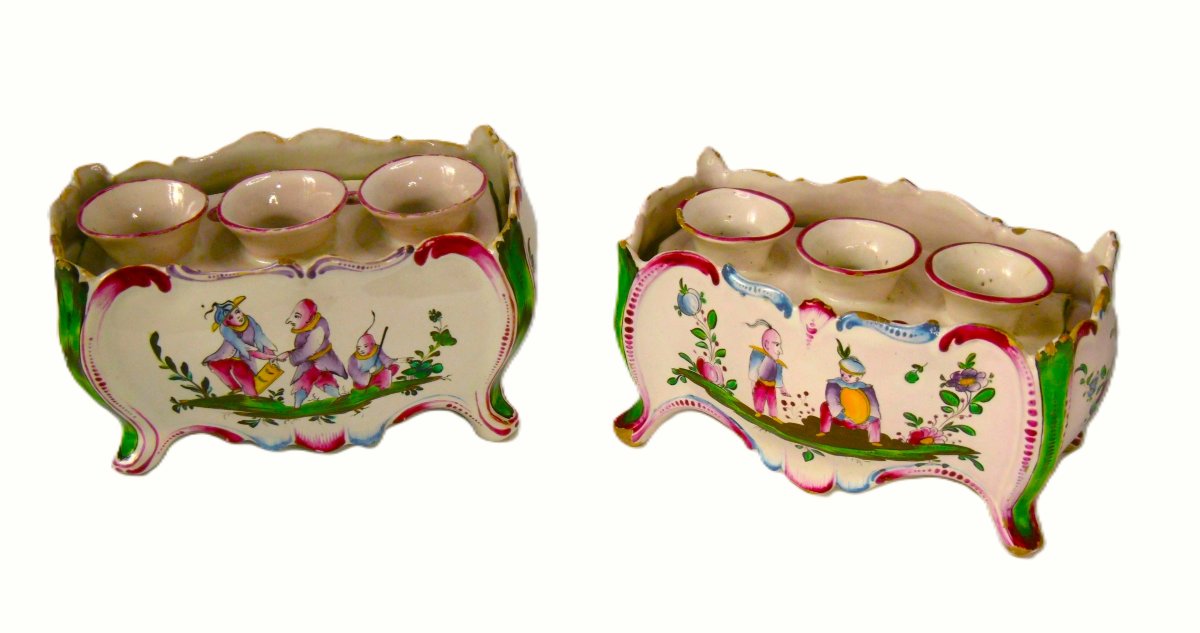 FAIENCE D'APREY ,PAIRE DE CAISSES A OIGNONS D'EPOQUE XVIIIéme SIECLE-photo-2