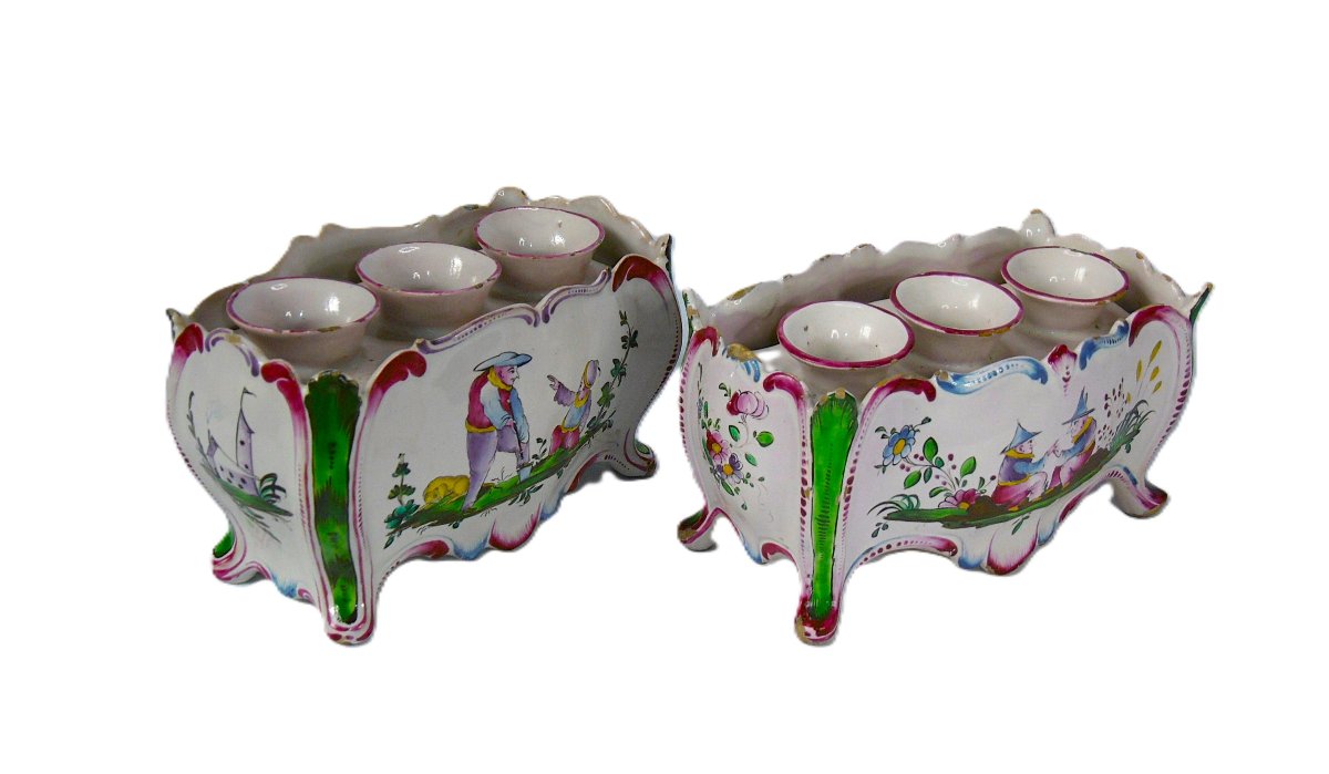 FAIENCE D'APREY ,PAIRE DE CAISSES A OIGNONS D'EPOQUE XVIIIéme SIECLE-photo-3