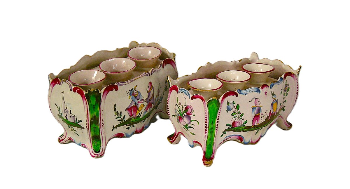 FAIENCE D'APREY ,PAIRE DE CAISSES A OIGNONS D'EPOQUE XVIIIéme SIECLE-photo-4