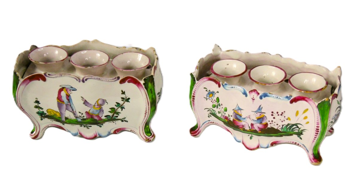 FAIENCE D'APREY ,PAIRE DE CAISSES A OIGNONS D'EPOQUE XVIIIéme SIECLE
