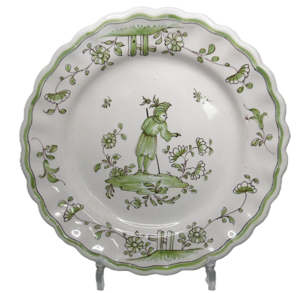 Montauban Faience Plate Decorated With A Pierrot Motif From The 18th Century