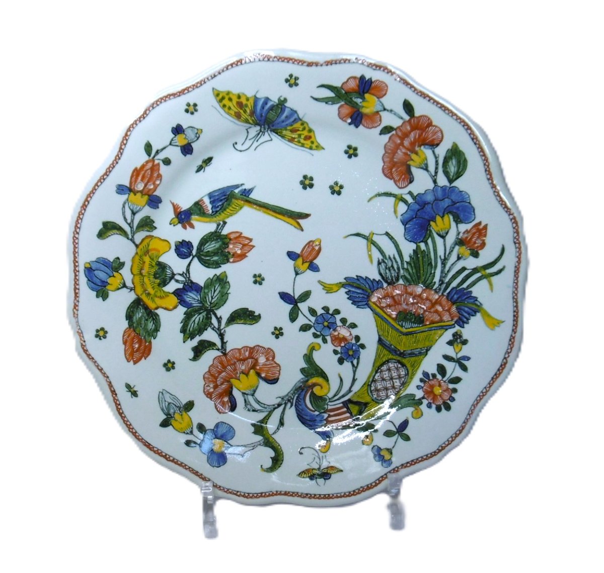 Rouen Faience, 18th-century Horn-handled Plate, Weinberg Collection