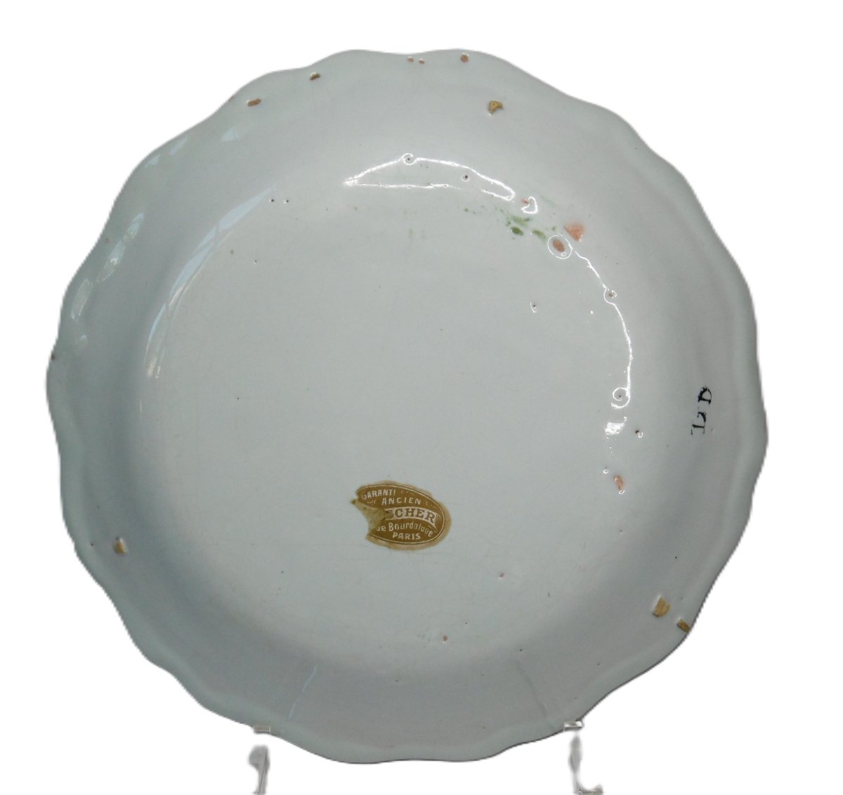 Rouen Ceramics: 18th-century "au Carquois" Wedding Plate, With Mark And Label-photo-2