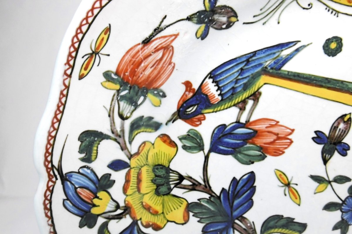 Rouen Fairyware 18th-century Antique Horn-handled Plate-photo-2