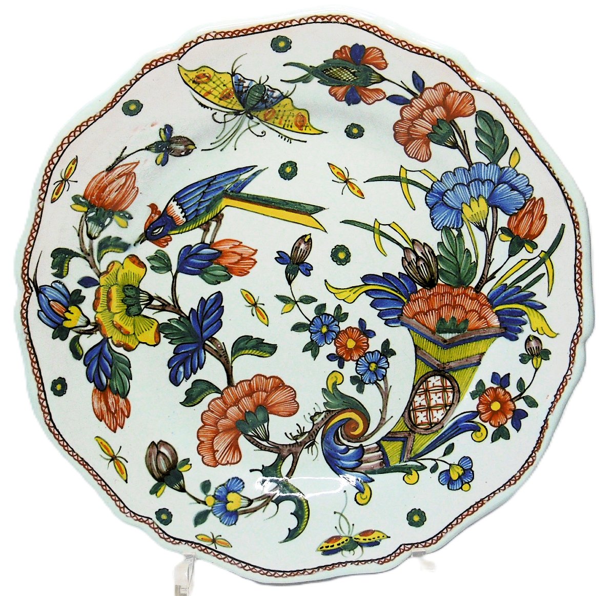 Rouen Fairyware 18th-century Antique Horn-handled Plate