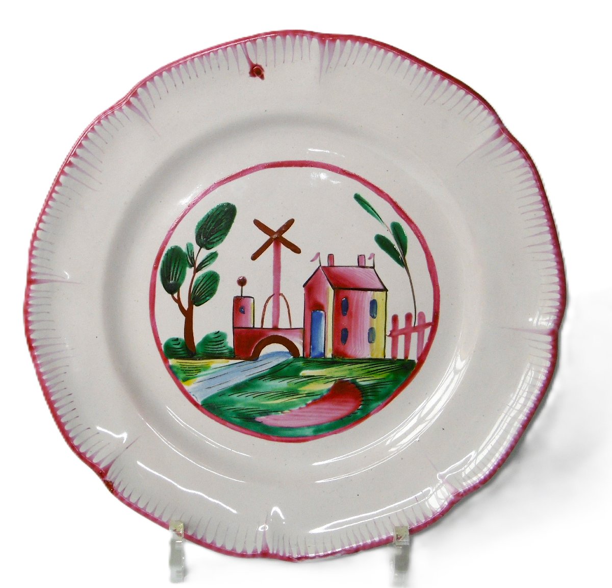 Faience Des Islettes Plate With Telegraph Motif, 19th Century