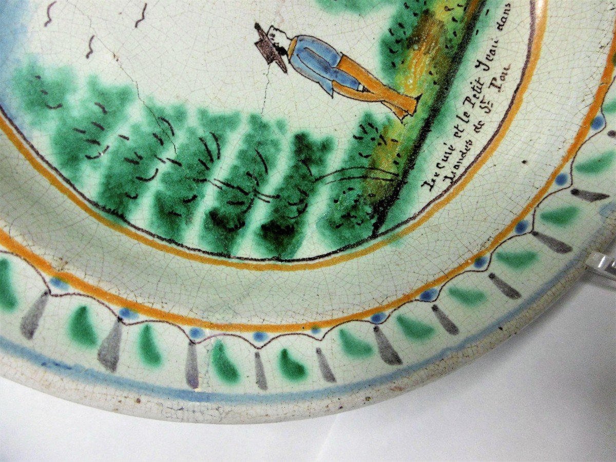 Faience De Tours Plat A Decor From The Legend Of Saint Pou Ep.xixth Century-photo-3