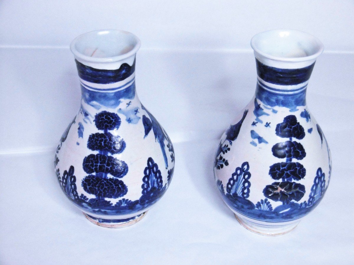 faience de Hanau  paire De Vases d'Epoque XVIII éme Siecle-photo-2