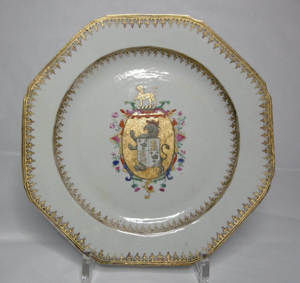 Compagnie des Indes,Porcelaine de Chine Assiette Armoriee d'Epoque XVIIIéme