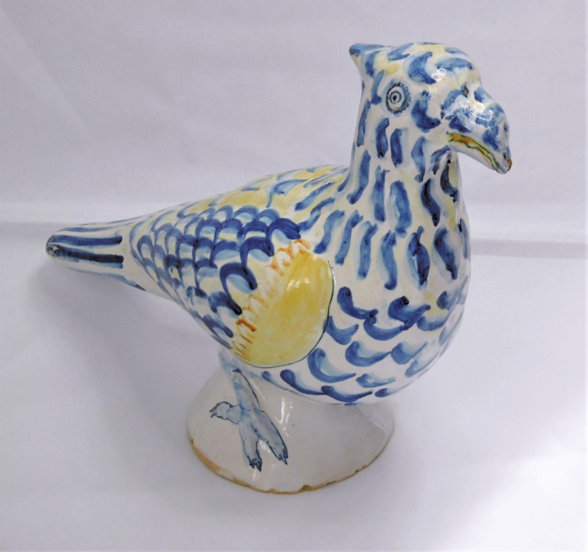 Faience Of Nevers Pigeon Of Ridge A Compendiario Period End XVII Beginning XVIIIth Century-photo-3