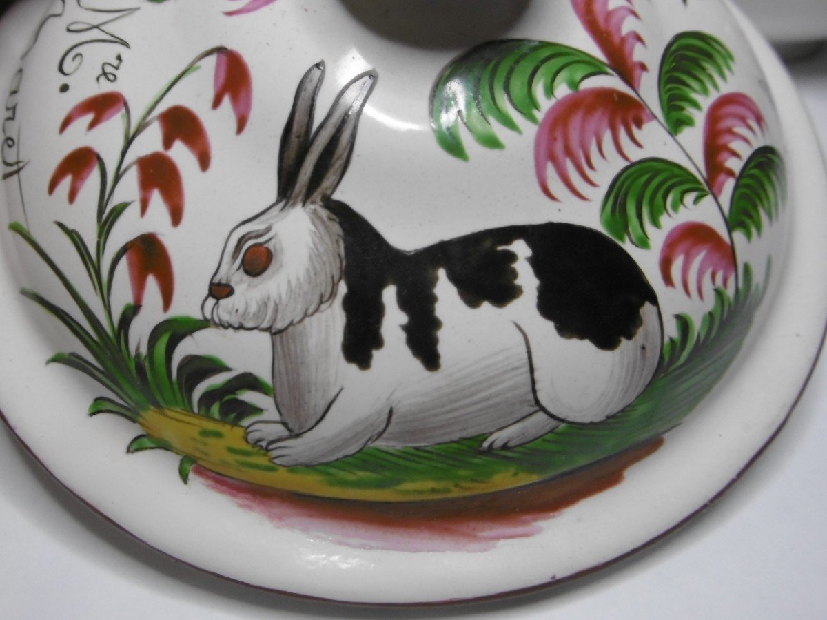Faience Des Islettes Bouillon Patronymic With 4 Rabbits Ep.beginning XIXth-photo-5