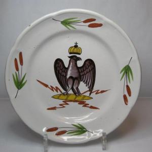 Vosges Beautiful Plate Al 'imperial Eagle From XIXth Century