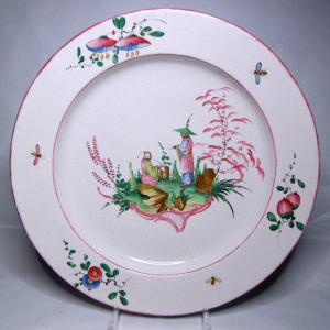 Faience De Luneville Grand Plat (34cm)Au Chinois d'Epoque 18e