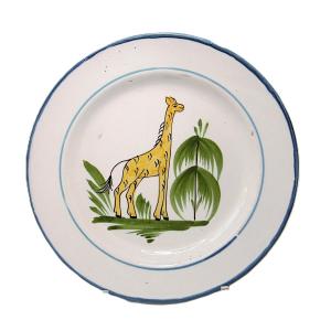 ASSIETTE A LA GIRAFE ZARAFA D'EPOQUE CHARLES X , XIX ème SIECLE