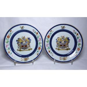 China Two Plates With Clifford Of Chudleigh Arms From The Eighteenth Century