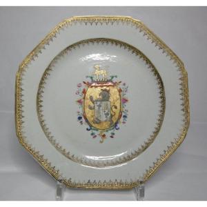 Compagnie des Indes,Porcelaine de Chine Assiette Armoriee d'Epoque XVIIIéme