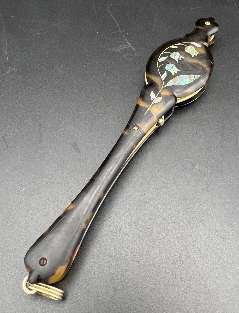 Pair Of Folding Reading Glasses In Tortoiseshell Inlaid With Mother Of Pearl - 19th Century-photo-3