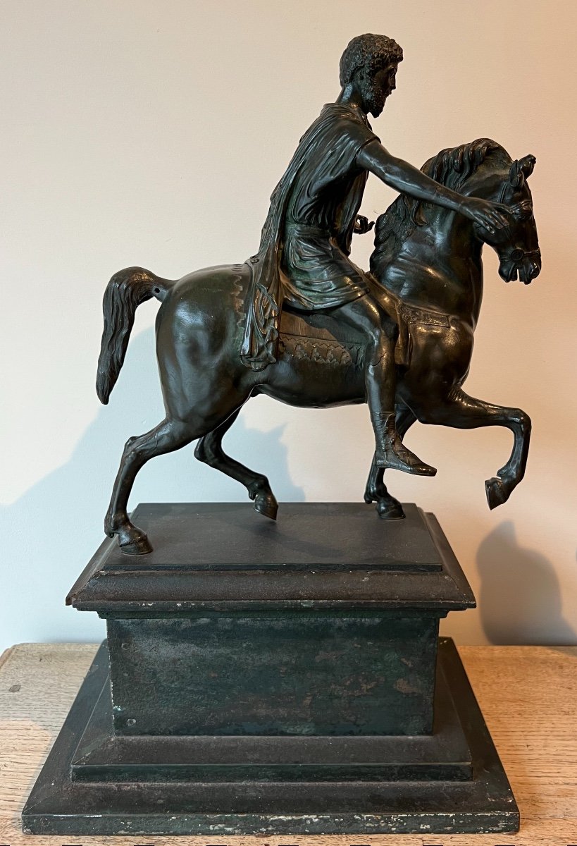 Equestrian Statue Of Marcus Aurelius In Patinated Bronze From The Grand Tour Period - 19th Century-photo-6