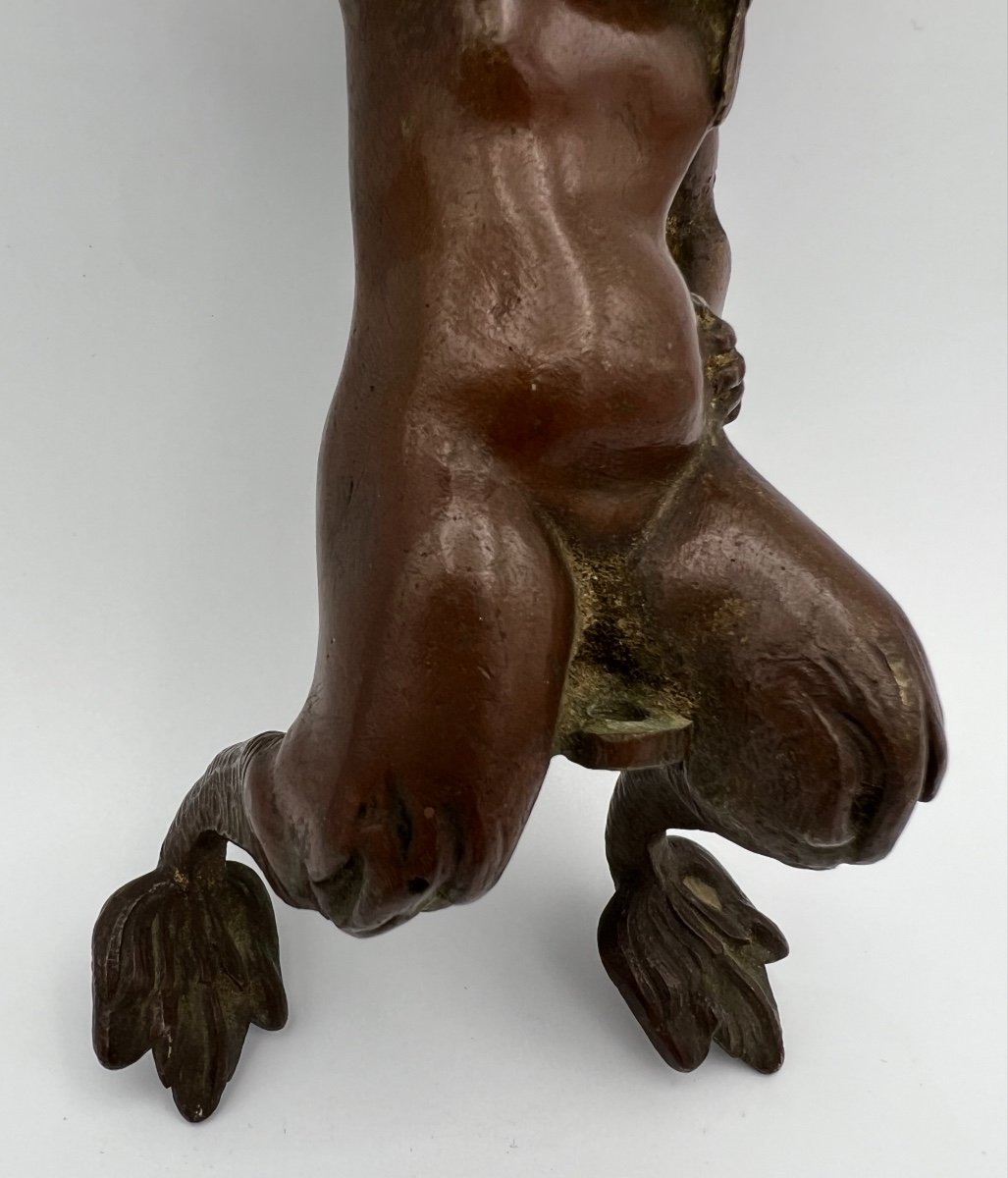Figurine De Faune En Bronze Avec Une Patine Fantastique - France - 19e Siècle-photo-1
