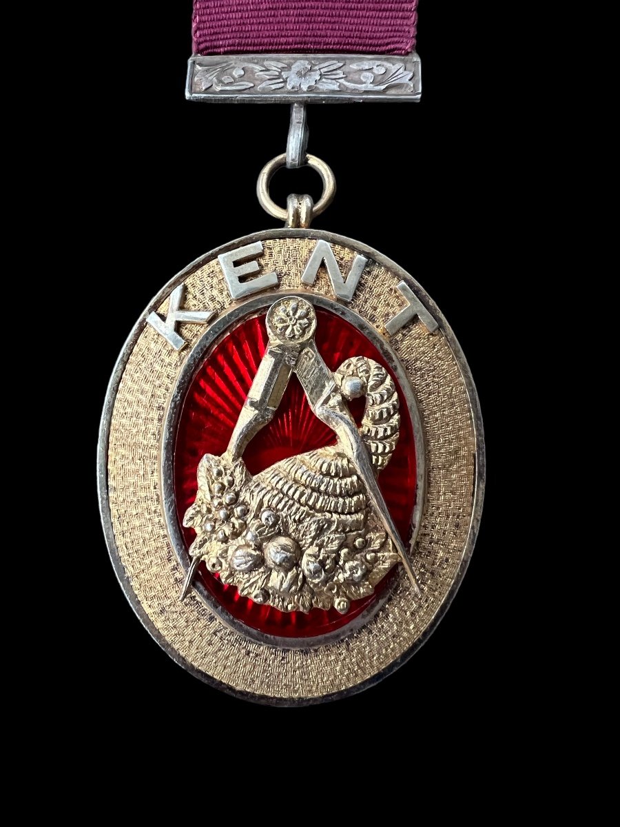 Médaille En Argent Et En Vermeil De La Franc-maçonnerie Anglaise "kent" - Début Du 20e Siècle-photo-1
