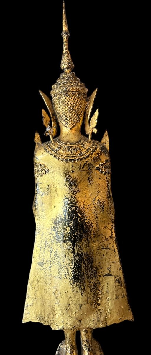 Very Large Thai Buddha In Gilt Bronze 'rattanakosin' - Thailand - Late 19th Century-photo-5