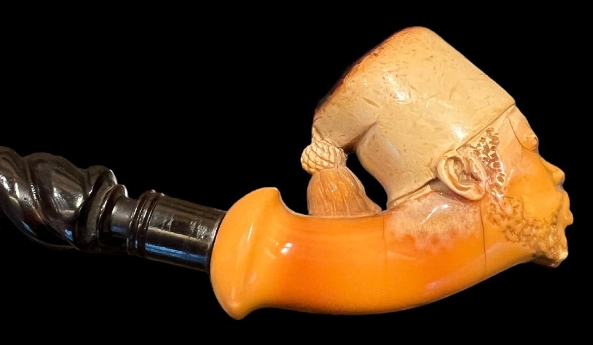 Meerschaum Pipe With A Man's Head - European - Early 20th Century-photo-2