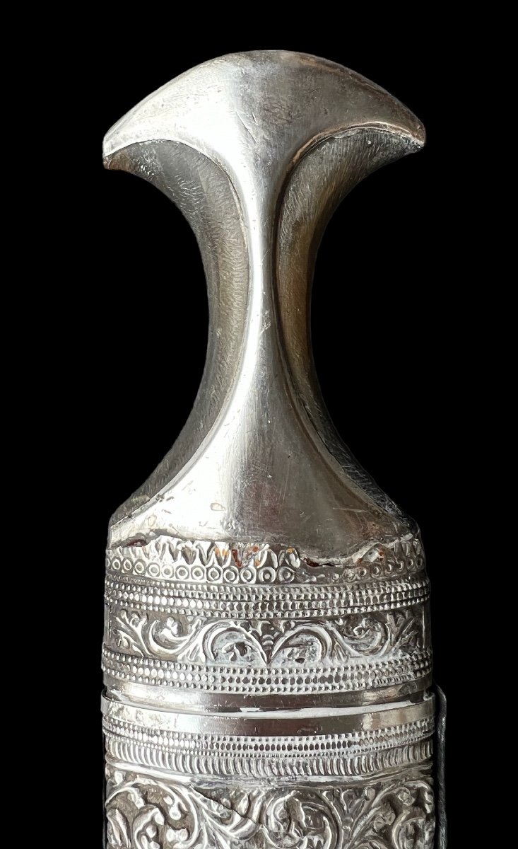 'jambya/janbiya' Dagger In Sterling Silver With Horn Handle - Yemen - Late 19th, Early 20th -photo-1