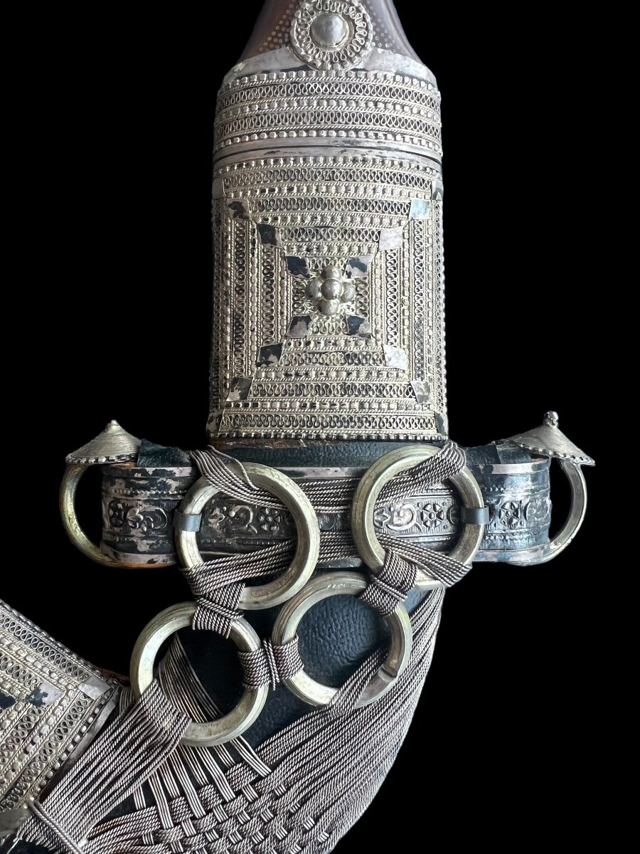 Couteau/poignard ‘jambya/janbiya’ En Argent Massif Avec Manche En Bois - Yemen-photo-1
