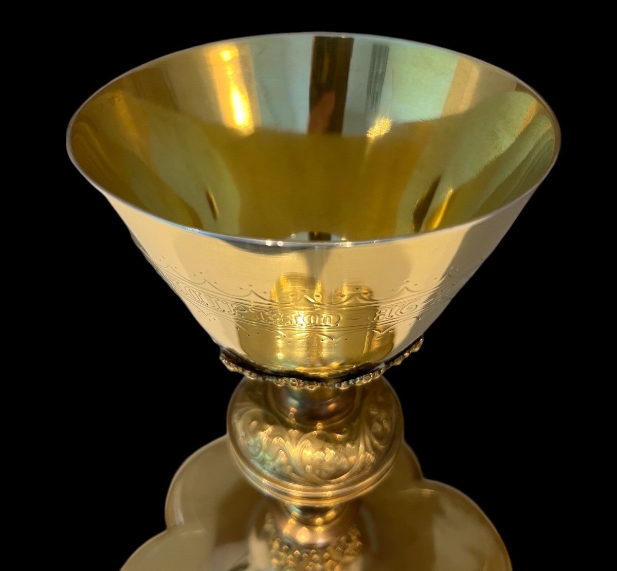 Chalice In Gilded Silver And Gilded Metal With Patena - Neo-gothic - Late 19th, Early 20th Century-photo-4