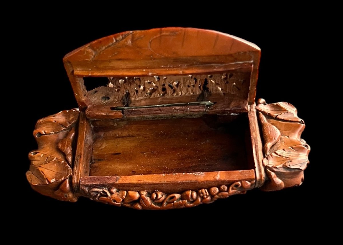  Tabatière/boîte En Noix De Corozo ‘prisonniers De Guerre’ Napoléonienne- Début 19e Siècle-photo-3