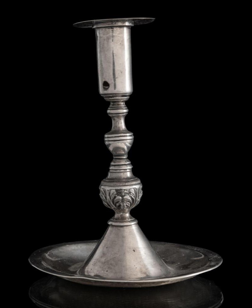 Chandelier Coloniale En Argent Massif - Espagne - 17e Siècle