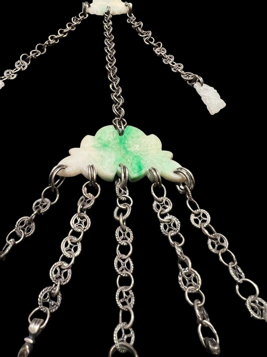 Large Silver And Jade Opium Chatelaine - Chinese - 19th Century-photo-1