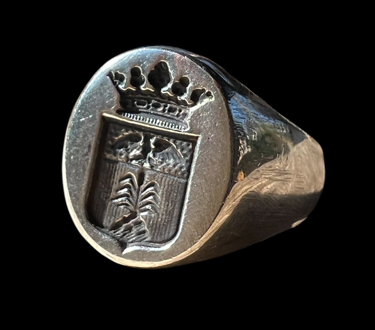 Airmoriée Signet Ring/ring With Seal In Solid Silver - 19th Century-photo-2