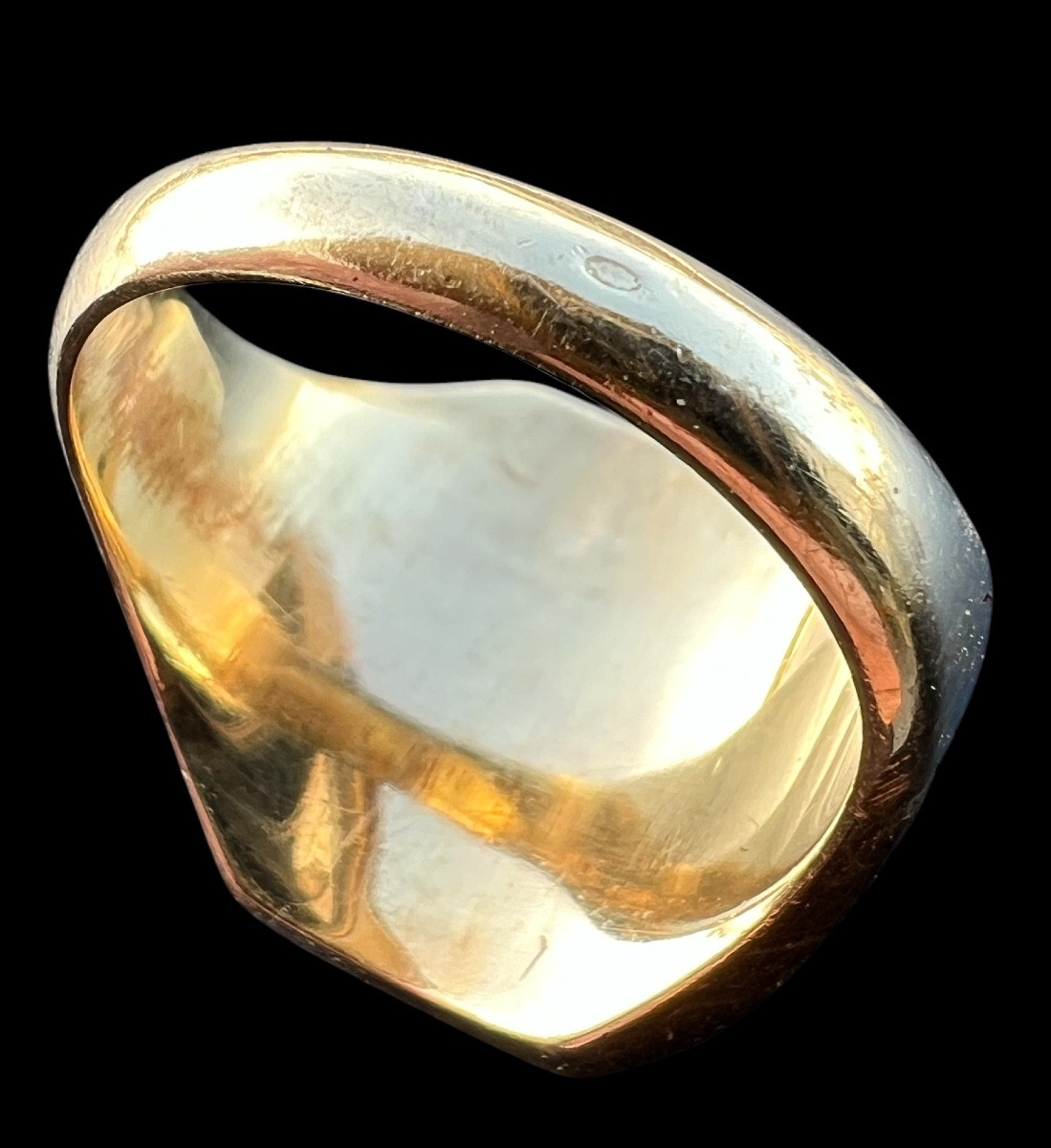 Grande Chevalière/bague Sceau armoiriée En Or 14kt Et Pierre - France - Fin Du 19e Siècle-photo-3