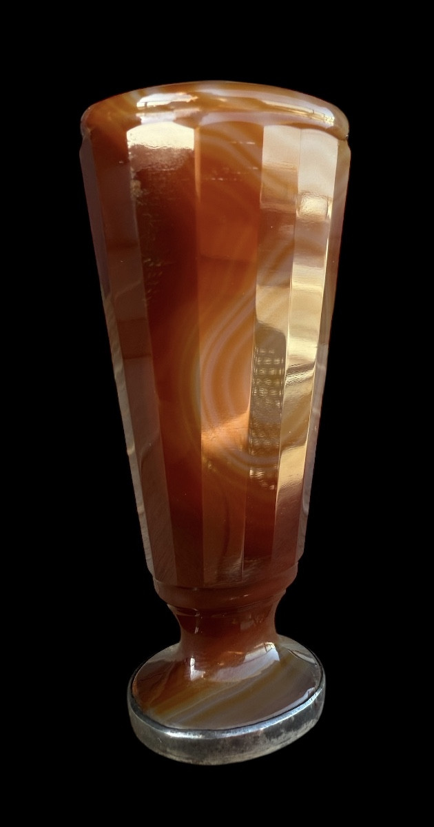 Grand sceau cachet à cire en agate rouge et argent avec monogramme - européen - 19e siècle