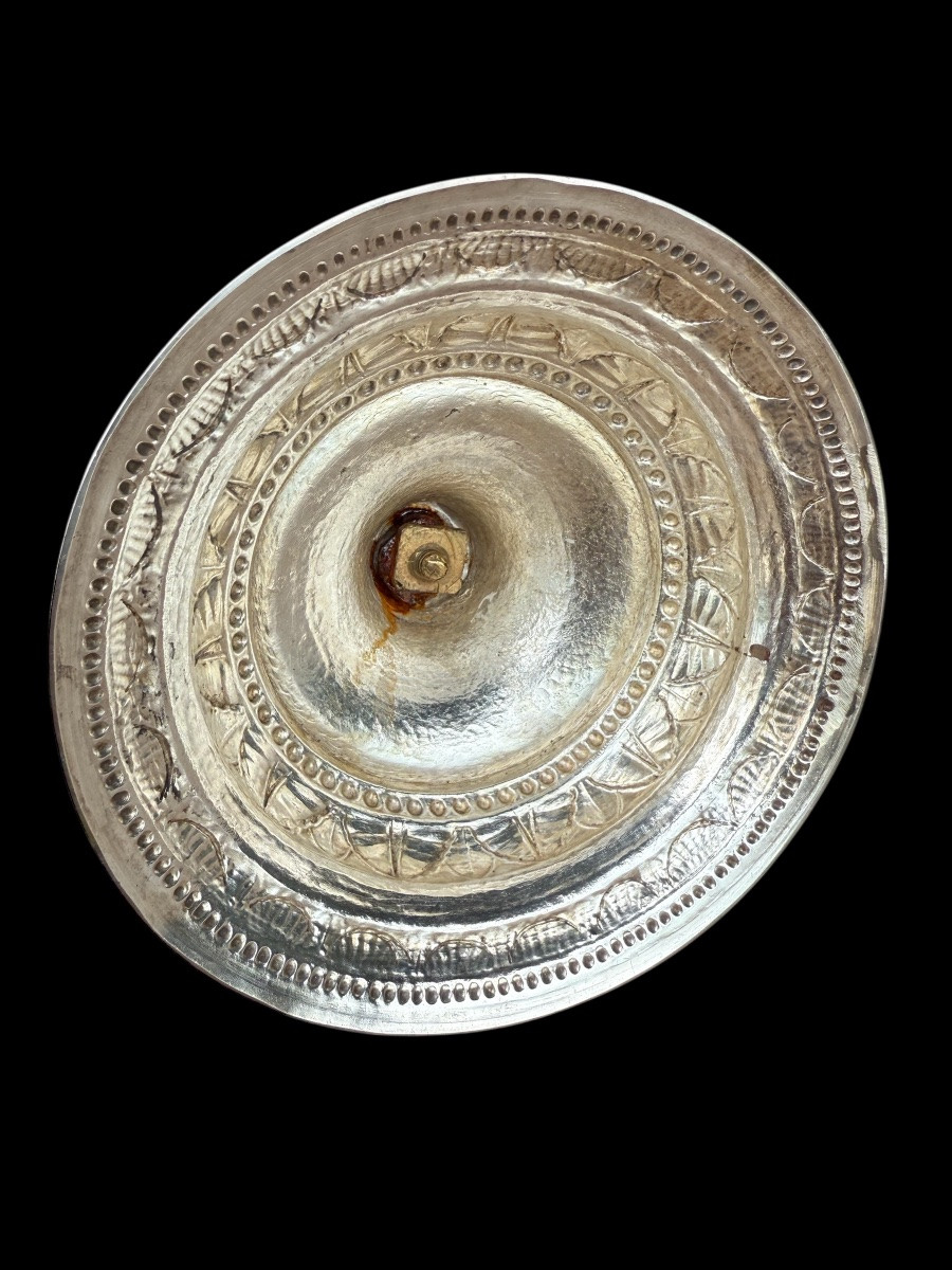 Calice coloniale en bronze argenté et argent massif-Amérique du Sud-18e siècle-photo-4